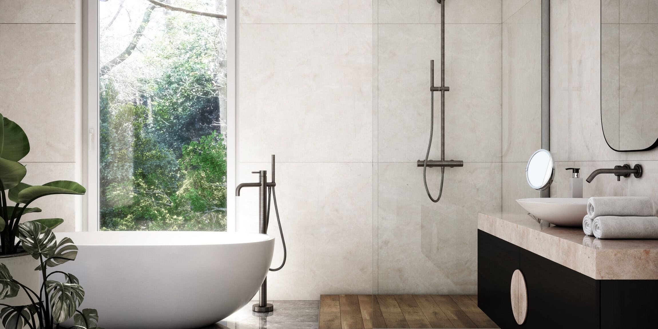 Modern Bathroom Interior stock photo - 3d render