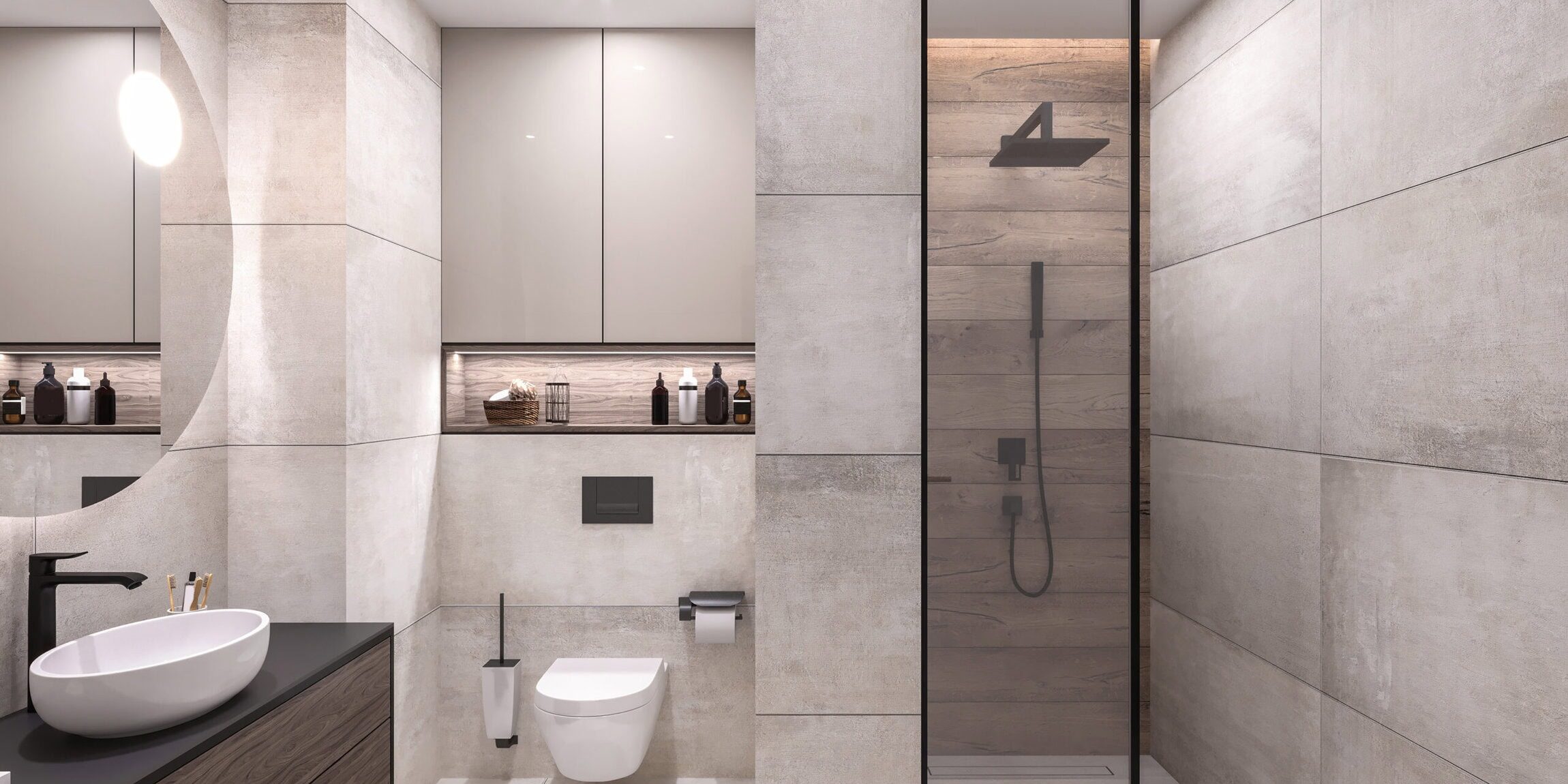 Luxurious bathroom interior render